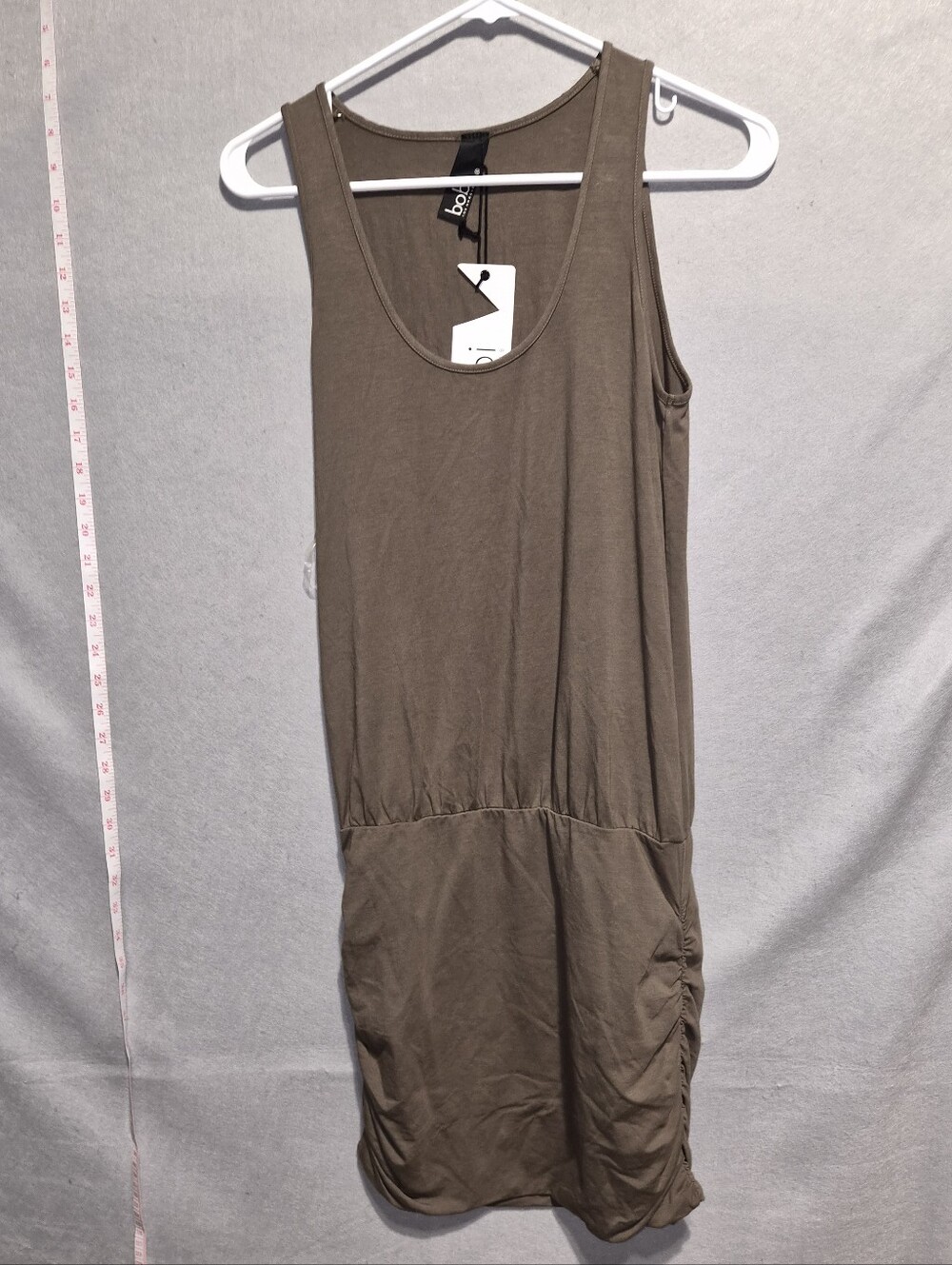 BOBI Los Angeles Olive Tree Ruched Sleeveless Dress – Size Small